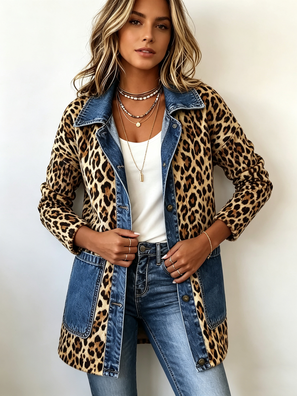 Lorena | Chaqueta larga de leopardo con jeans