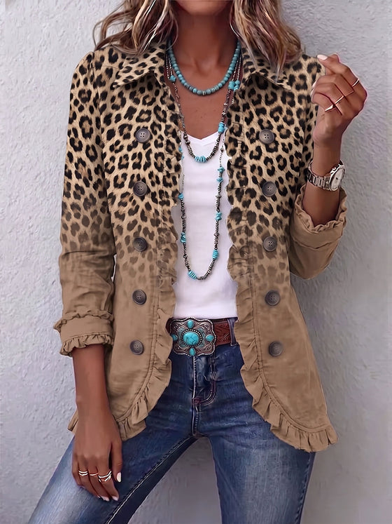 Ángeles | Chaqueta de leopardo degradada con volantes