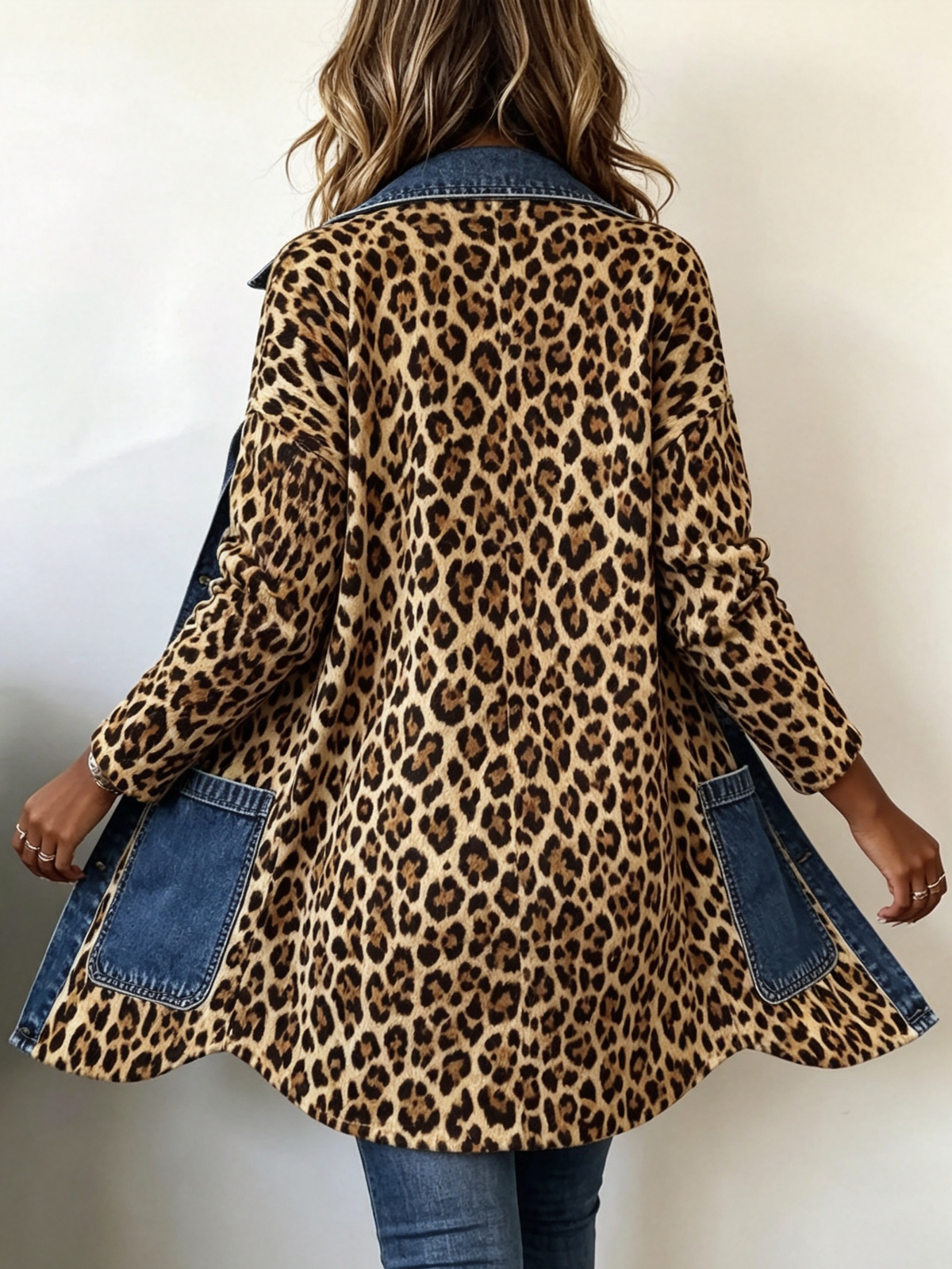 Lorena | Chaqueta larga de leopardo con jeans