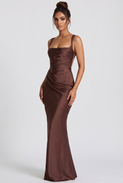 Vestido Largo Calanthe - Ciruela Marrón