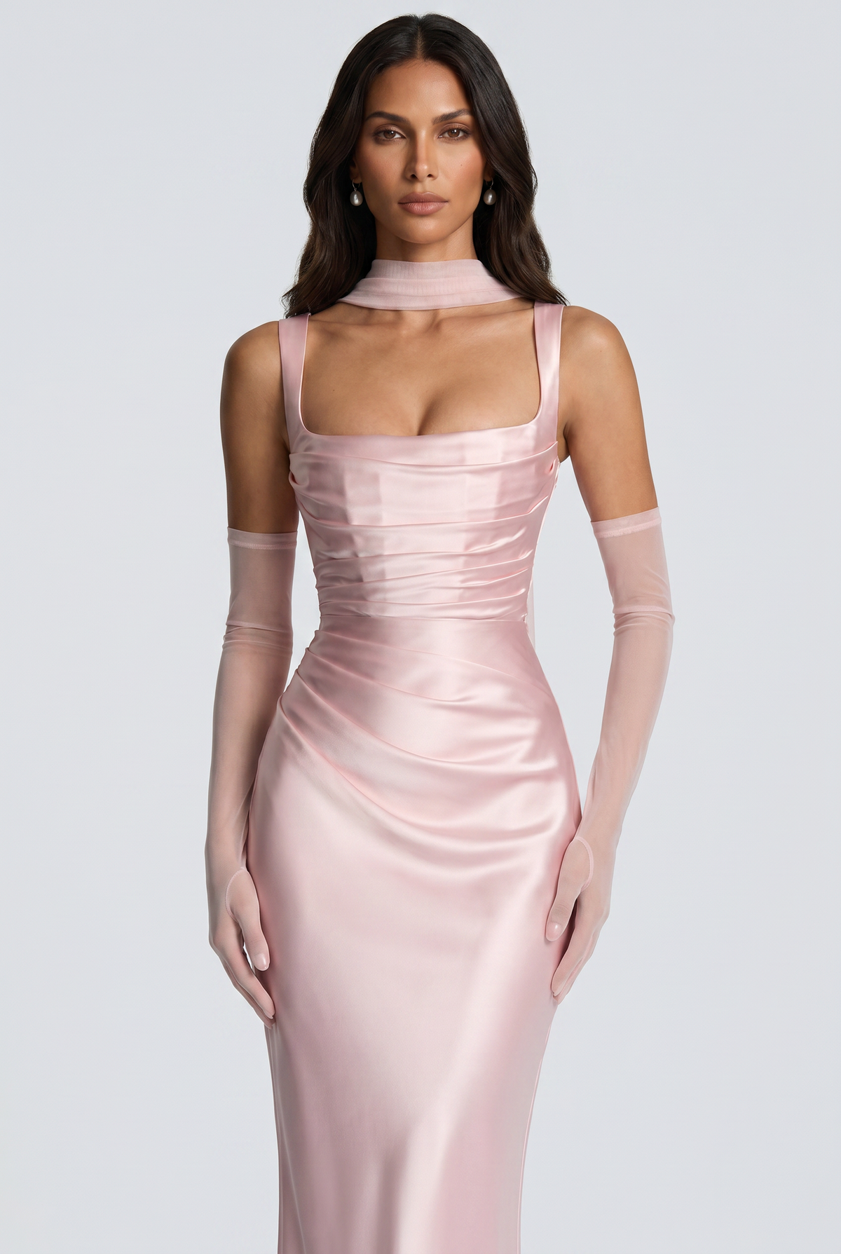 Vestido largo Calanthe - Rosa empolvado