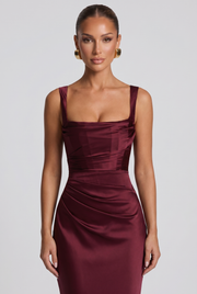 Vestido largo Calanthe - Rojo cereza