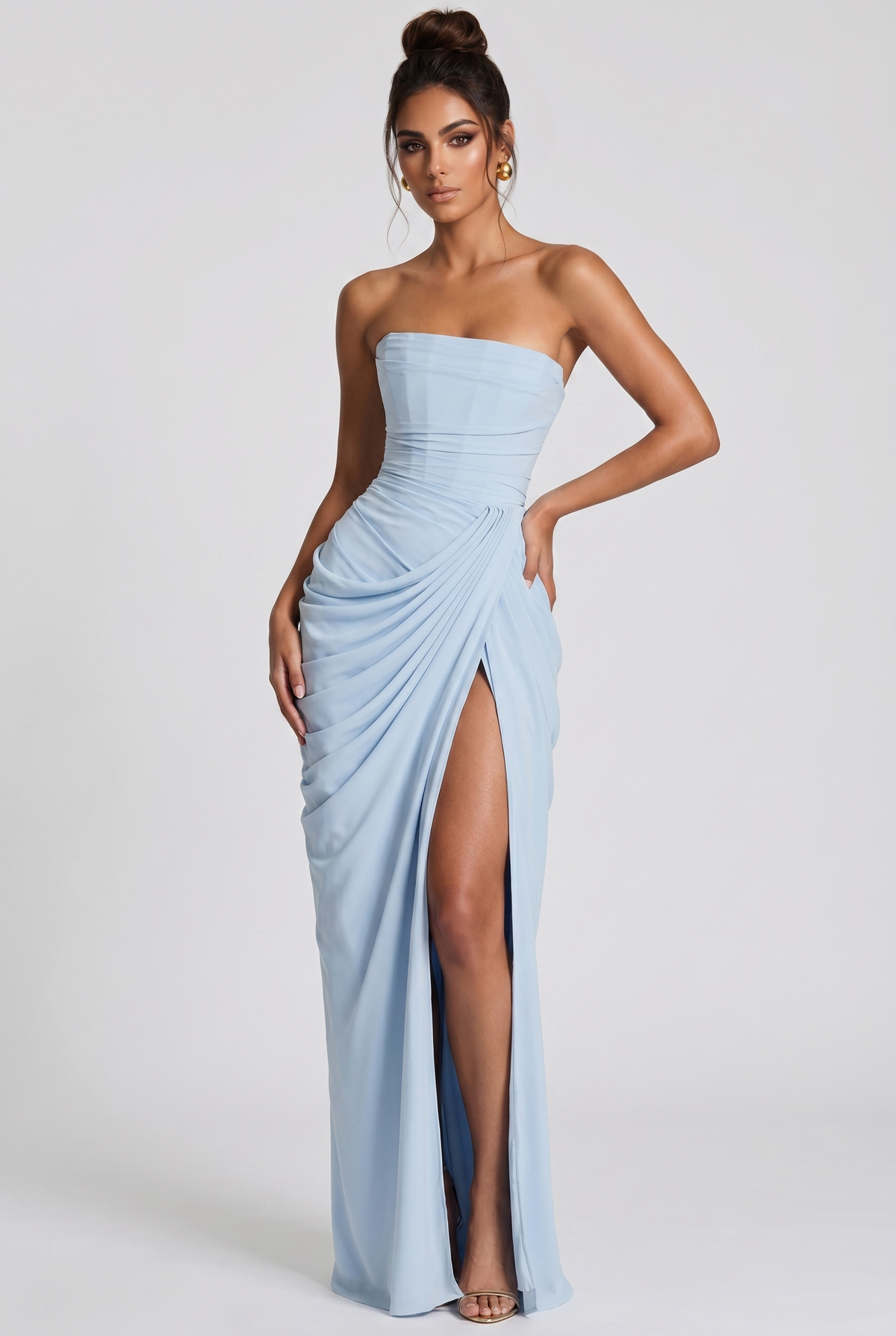 Vestido largo Cyra - Azul glaciar