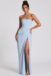 Vestido largo Cyra - Azul glaciar
