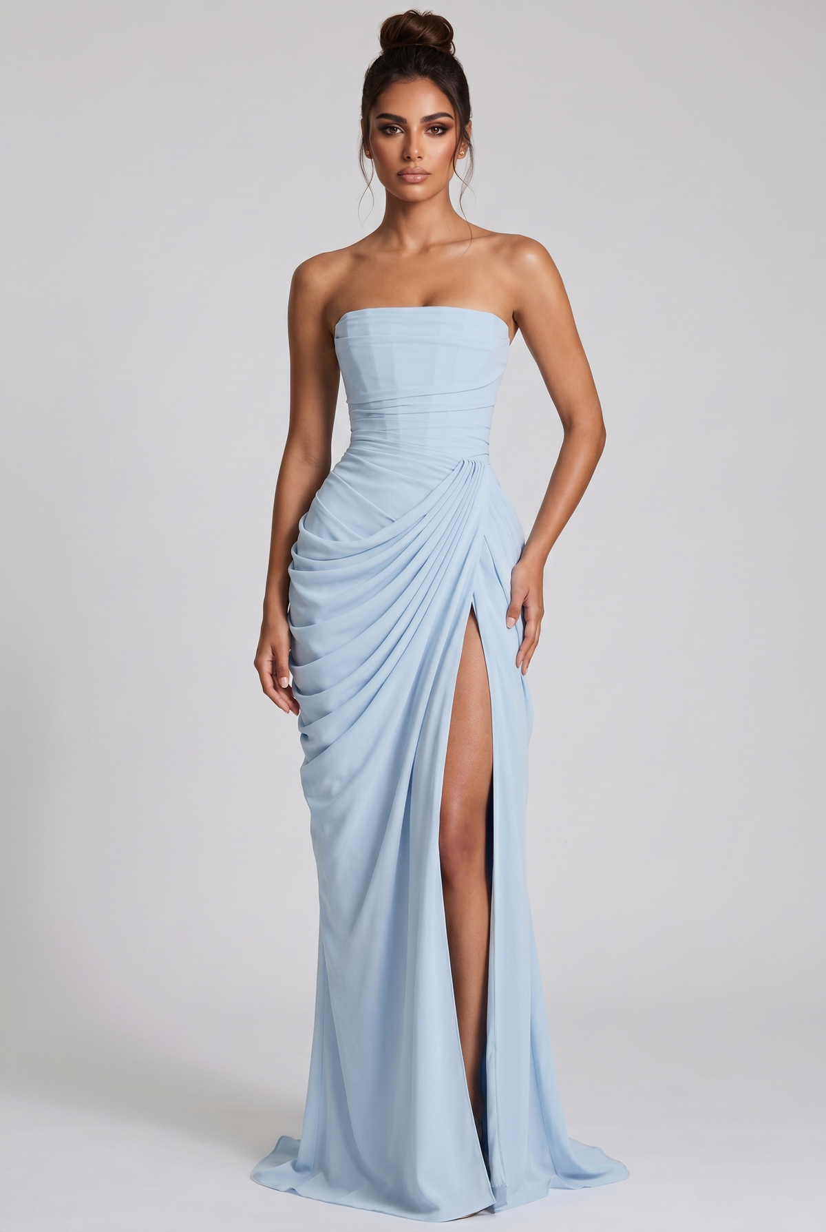 Vestido largo Cyra - Azul glaciar