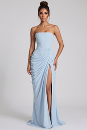 Vestido largo Cyra - Azul glaciar