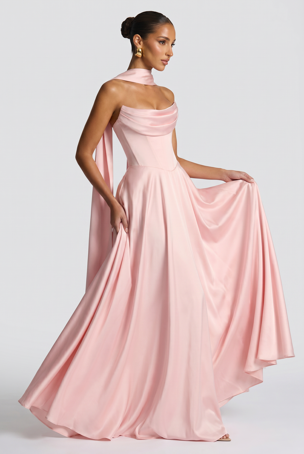Vestido largo Kensington - Rosa empolvado