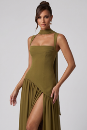 Vestido largo Tullulah - verde oliva oscuro