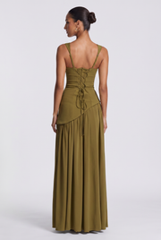 Vestido largo Tullulah - verde oliva oscuro