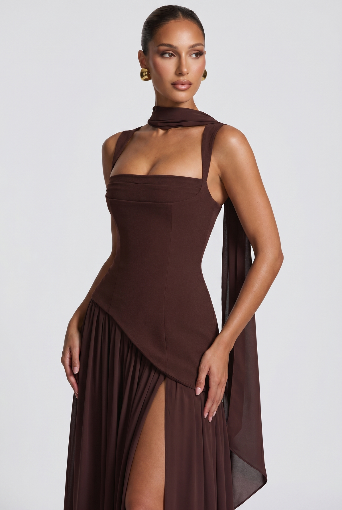 Vestido largo Tullulah - Ciruela marrón