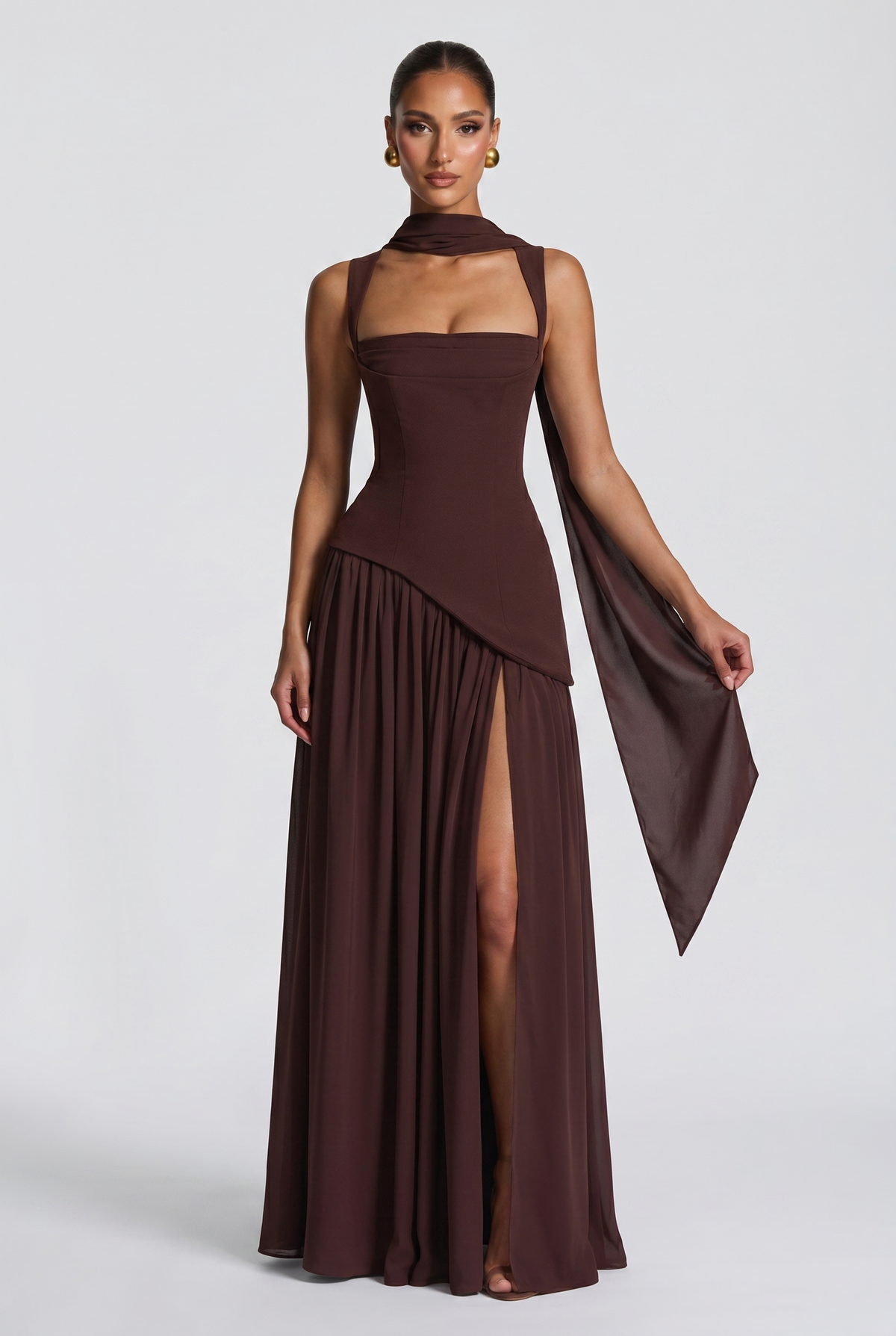 Vestido largo Tullulah - Ciruela marrón