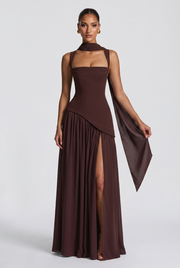 Vestido largo Tullulah - Ciruela marrón